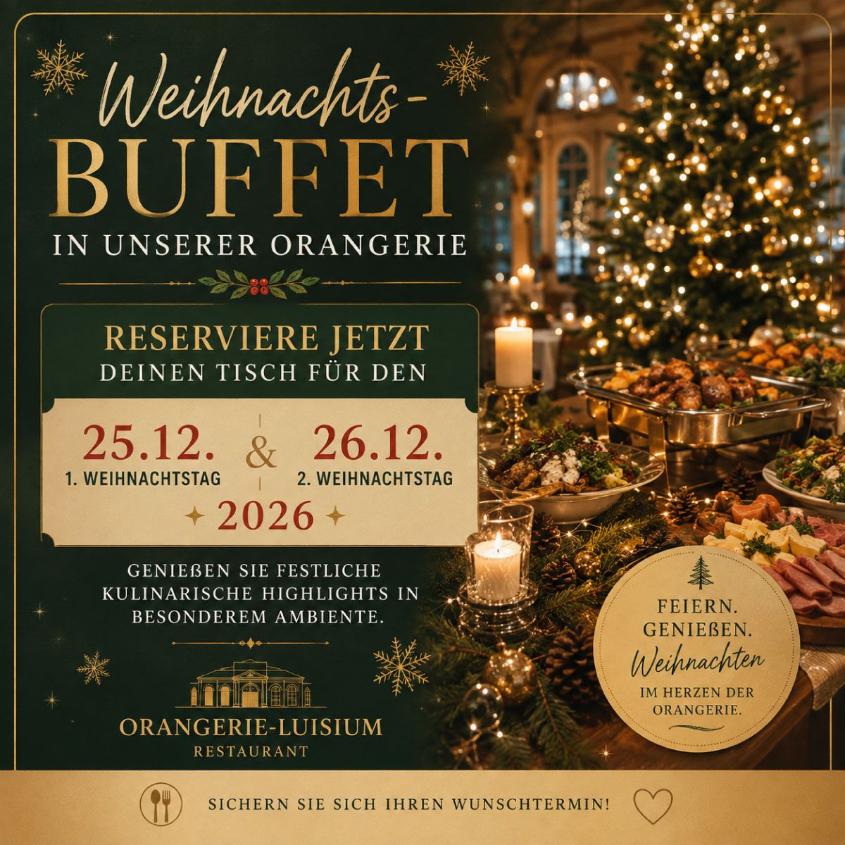 Weihnachtsbuffet in der Orangerie Luisium